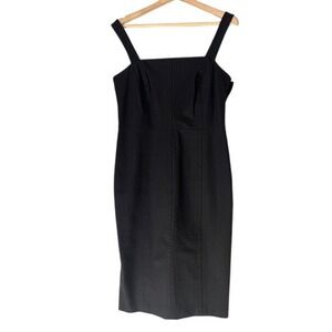 Banana Republic Square Neck Fitted Midi Jumper Tank Dress in Black Sz 12